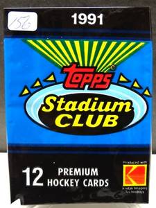 lot 156 image: 1991 Topps Stadium Club Hockey Unopened Wax Pack 1 Wayne Gretzky