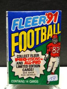 lot 159 image: 1991 Fleer Football NFL Factory Sealed Wax Pack unopened pack 14 cards pack