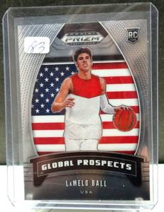 lot 183 image: TOP NBA ROOKIE - LaMelo Ball 2020-21 Panini Prizm Draft Picks #98 Global Prospects Rookie Card $$
