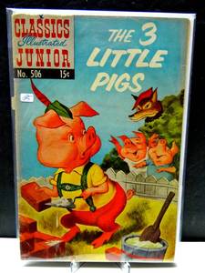 lot 185 image: VINTAGE 1953 - Classics Illustrated Jr. #506 THE 3 LITTLE PIGS (ed.8) (HRN 576) $$