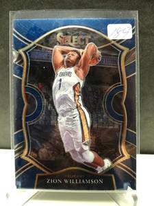 lot 189 image: 2020-21 PANINI SELECT ZION WILLIAMSON BLUE BASE CONCOURSE #1 PELICANS
