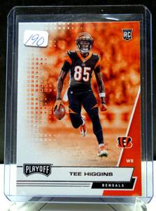lot 190 image: SUPERBOWL ROOKIE - Tee Higgins 2020 Panini Playoff Rookie card #210, RC, Bengals