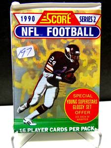 lot 197 image: 1990 Score Football Card Pack Series 2 Unopened Sealed Pack of 16 Cards $$
