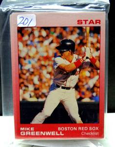 lot 201 image: 1988 Star Company Mike Greenwell Pink 11 Card Set Boston Red Sox - SEALED