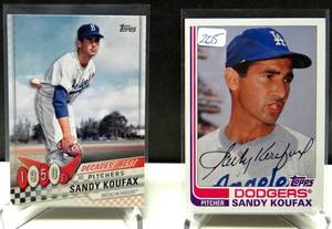 lot 205 image: LOT OF SUPERSTAR SANDY KOUFAX CARDS - HOF