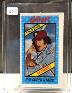 lot 207 image: VINTAGE 1980 KELLOGGS 3-D SUPER STARS #2 MIKE SCHMIDT CARD - PHILADELPHIA PHILLIES