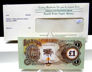 lot 229 image: UNCIRCULATED - 1968-1969 Bank of Biafra One Pound Bank Note