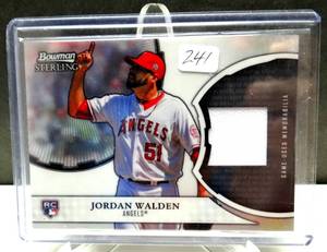 lot 241 image: GAME USED RELIC - 2011 Bowman Sterling Game Used Memorabilia Jordan Walden RC #RRR-JW Angels