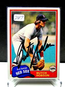 lot 247 image: RARE AUTOGRAPH W COA - BOSTON RED SOX 3RD BASEMAN BUTCH HOPSON ON CARD AUTOGRAPH $$$