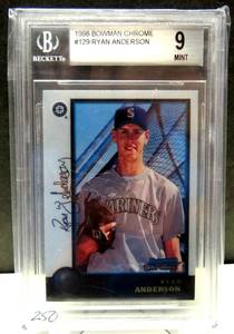 lot 250 image: GRADED ROOKIE - 1998 Bowman Chrome Ryan Anderson #129 BECKETT 9 Graded Rookie Card $$$