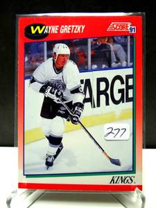 lot 277 image: 1991 Score Canadian Hockey Card #100 Wayne Gretzky Los Angeles Kings
