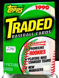 lot 294 image: 1990 Topps Traded Baseball Sealed Wax Pack (1) - Justice  Olerud Rookie