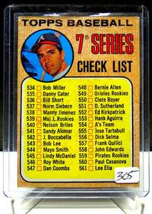 lot 305 image: VINTAGE 1968 Topps Baseball Card #518 7th Series Checklist Clete Boyer Braves $