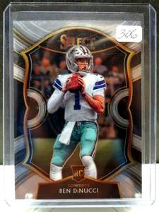 lot 306 image: COWBOYS ROOKIE - 2020 Panini Select Ben DiNucci Concourse PRIZM SELECT RC Cowboys #99 Rookie