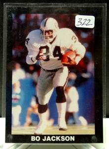 lot 322 image: RARE 1990 Broder Football Black Border Bo Jackson Los Angeles Raiders $$
