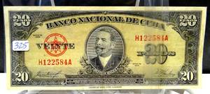 lot 325 image: CUBA 20 Pesos 1958, 1949-1960 Issue - Banknote before Fidel Castro took over $$