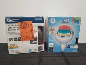 lot 45 image: Selection of LED 4 recessed light kit and LED bulb