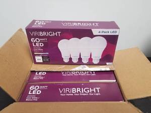 lot 54 image: Viribright 60w replacement LED bulbs 4 packs - qty 3