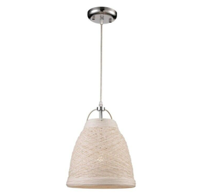lot 111 image: Trans Globe - polished chrome pendant with woven white shade - qty 2