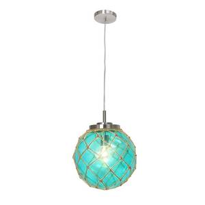 lot 207 image: Elegant designs - coastal aqua glass bowl pendant light
