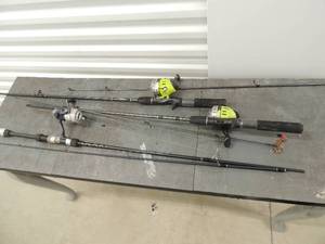 lot 82 image: Fishing poles- 2 Zebco 1 Roody RE32
