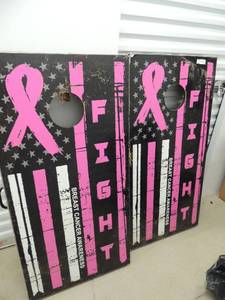 lot 88 image: Corn Hole Game -Light up Breast Cancer Awareness