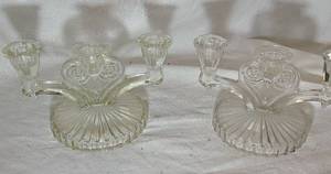 lot 539 image: 2 Vintage Glass Candle Holders