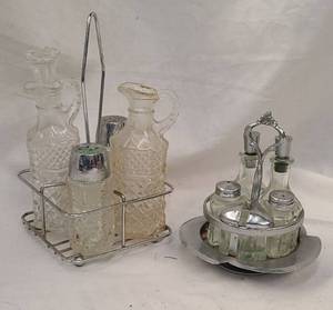 lot 546 image: 2 Vintage Glass Condiment Sets
