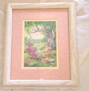 lot 589 image: Susan Wheeler Rabbit Tea Party Print