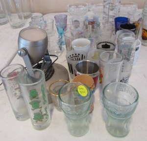lot 136 image: 2 mini cc glasses and a whole lot of shot glasses