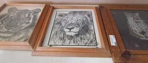 lot 145 image: 2-16x13 Tiger portraits by JoAnn Heeddock 18x15 cheetah art small all mirror