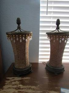 lot 157 image: 2 bedside Chandalier lamps 16 tall