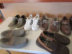 lot 159 image: mens shoe lot 9.5 and 10. NEW addidas and Sperry and Dockers etc.