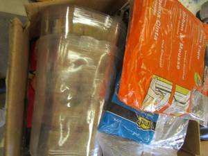 lot 205 image: Paint tarp, buckets, and foam tape