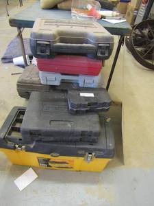 lot 217 image: Large lot of empty tool cases for drills, saws, etc.