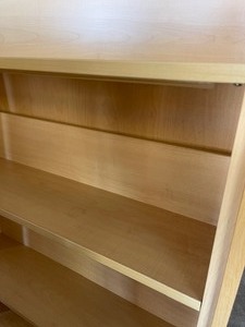 lot 404 image: COMMERCIAL GRADE BOOK SHELVES - STRIAGHT  DOUBLE SIDED CASE  FLAT TOP, 5 SHELVES PER SIDE 60 H X 36 WIDE X 24 DEPTH QTY 4   TIMES $$