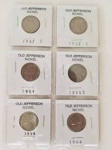 lot 89 image: Selection of old Jefferson Nickels 1947-1964