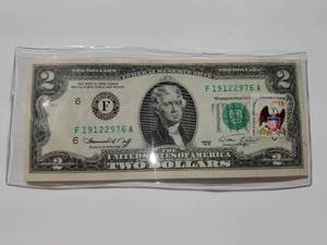 lot 83 image: 1972 $2 note with US post office cancellation stamp