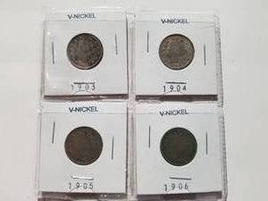 lot 71 image: Selection of VVictory-nickels -1903, 1904, 1905, 1906