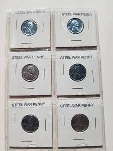 lot 68 image: Selection of 6 steel Civil war era pennies