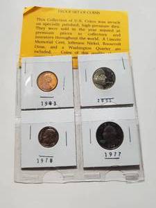 lot 65 image: Collection of 4 US coins struck on specially polished, high pressure dies -