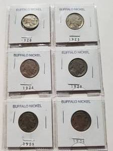 lot 59 image: Selection of vintage Buffalo nickels - 1920 -1936