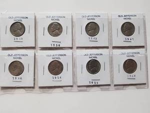 lot 47 image: Selection of old Jefferson Nickels
