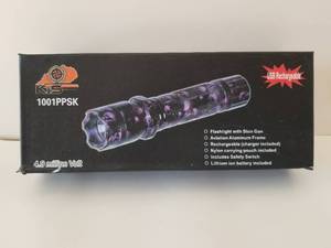 lot 28 image: Flashlight with stun gun- 4.9 million volts with carry case - usb rechargeable - new in box