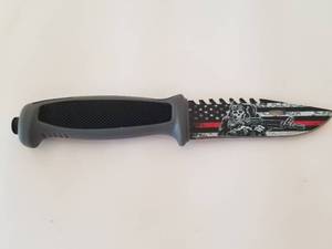 lot 52 image: New patriotic themed dive knife with sheath - 4.25 blade-overall 9