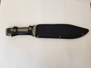 lot 112 image: Large knife with sheath - 10 blade