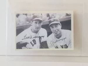 lot 21 image: Ted Williams and Joe Dimaggio Black and white card
