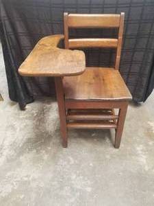 lot 27 image: Vintage wooden school desk