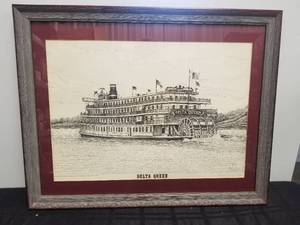 lot 69 image: Framed print - Delta Queen Hand signed and dated by artist - Robert Conely - 204500
