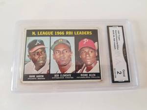 lot 209 image: 1966 league RBI leaders card